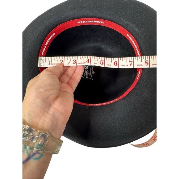 Vintage Bollman Hat Co. black doeskin felt wide brim wool hat with gathered ribb - Picture 10 of 13